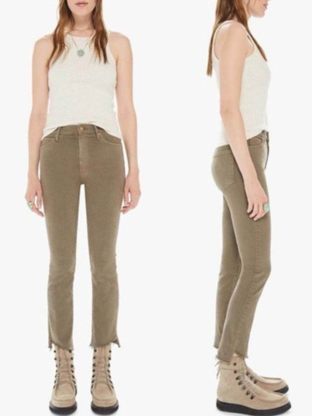 Mother Second Chance High Waisted Rascal Ankle Step Fray Capers Wash Denim Jeans